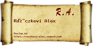 Ráczkevi Alex névjegykártya